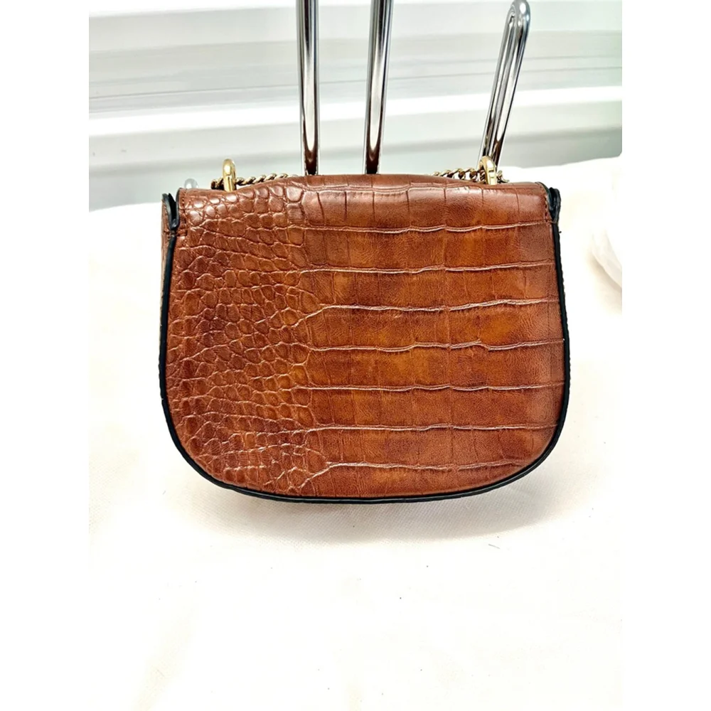 Mango MNG Brown Croc Textured Shoulder Bag Small
